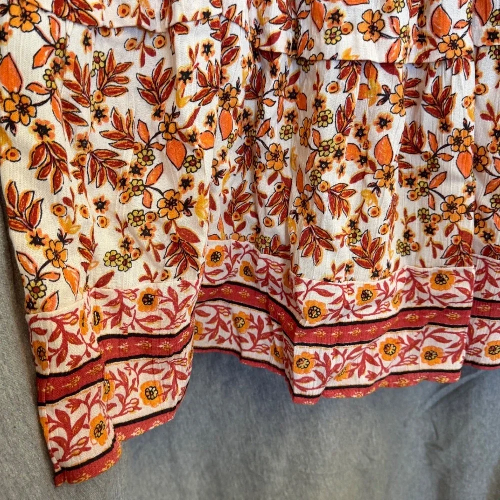 Lola‎ P. Floral Festival Cottagecore Midi Dress Peasant Boho Tiered Womens XL